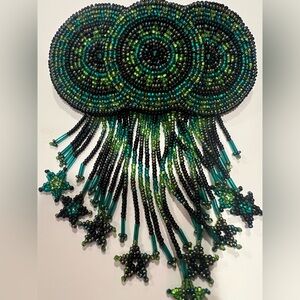 Hand-Beaded Hair Clip From the Highlands of Guatemala Triple-Medallion and Stars